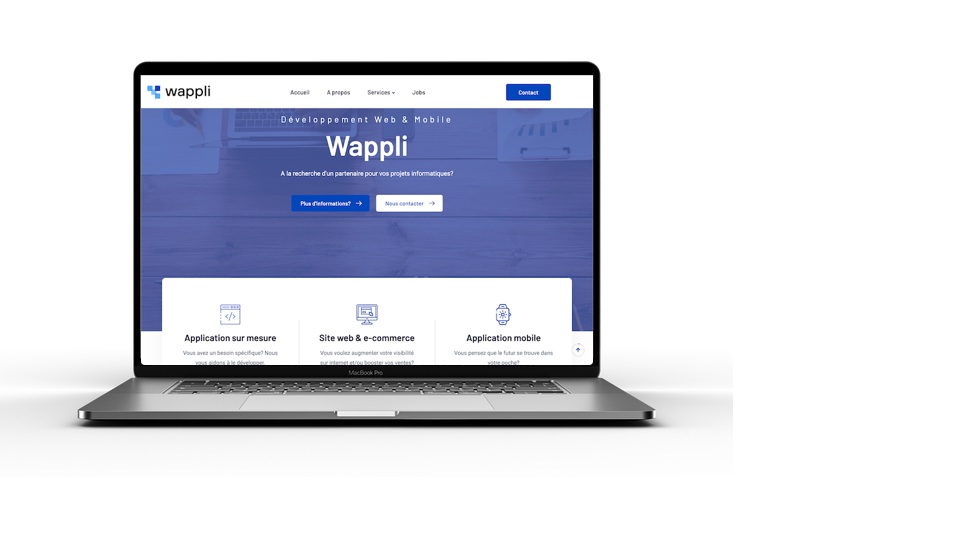 PC avec application développée par Wappli, offrant une solution garantie, un contrôle qualité, et utilisant les dernières technologies cloud ou serveur. 