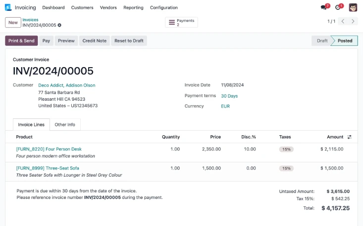 Facture odoo dans un pc #